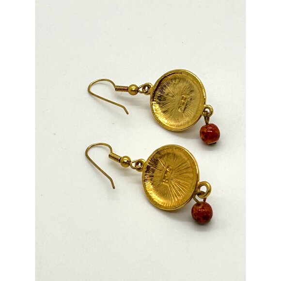 Liz Claiborne Vintage Gold-Toned Faux Pearl with Bead Dangle Earrings For Women - Picture 6 of 9